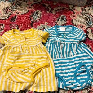 Hanna Andersson 2 set Onesies with Bloomers 3-6months and Pink Stripe top